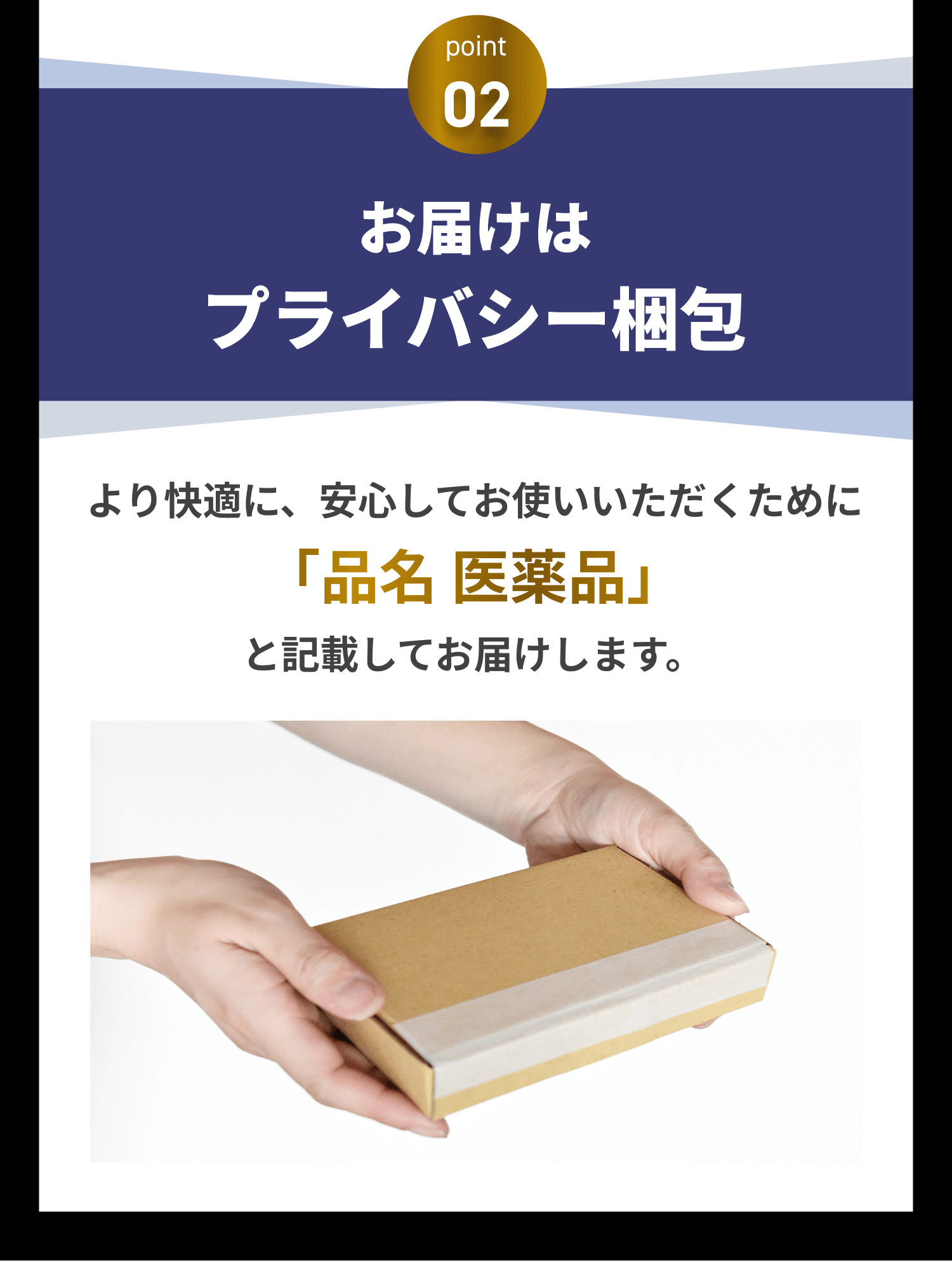 ポイント2 お届けはプライバシー梱包